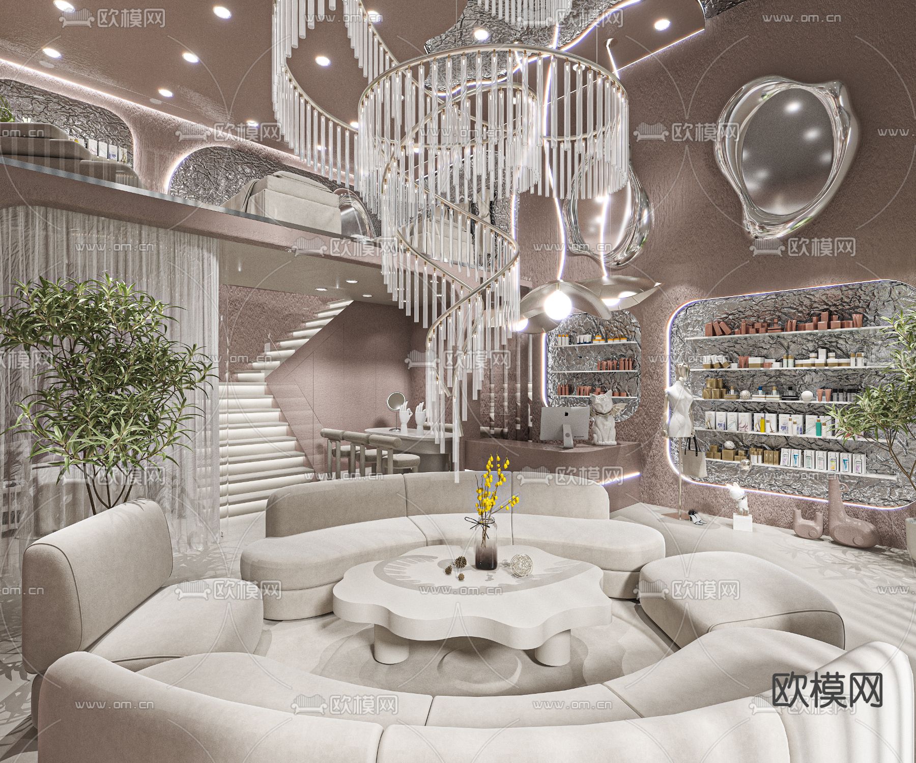 侘寂风美容院 美甲店3d模型