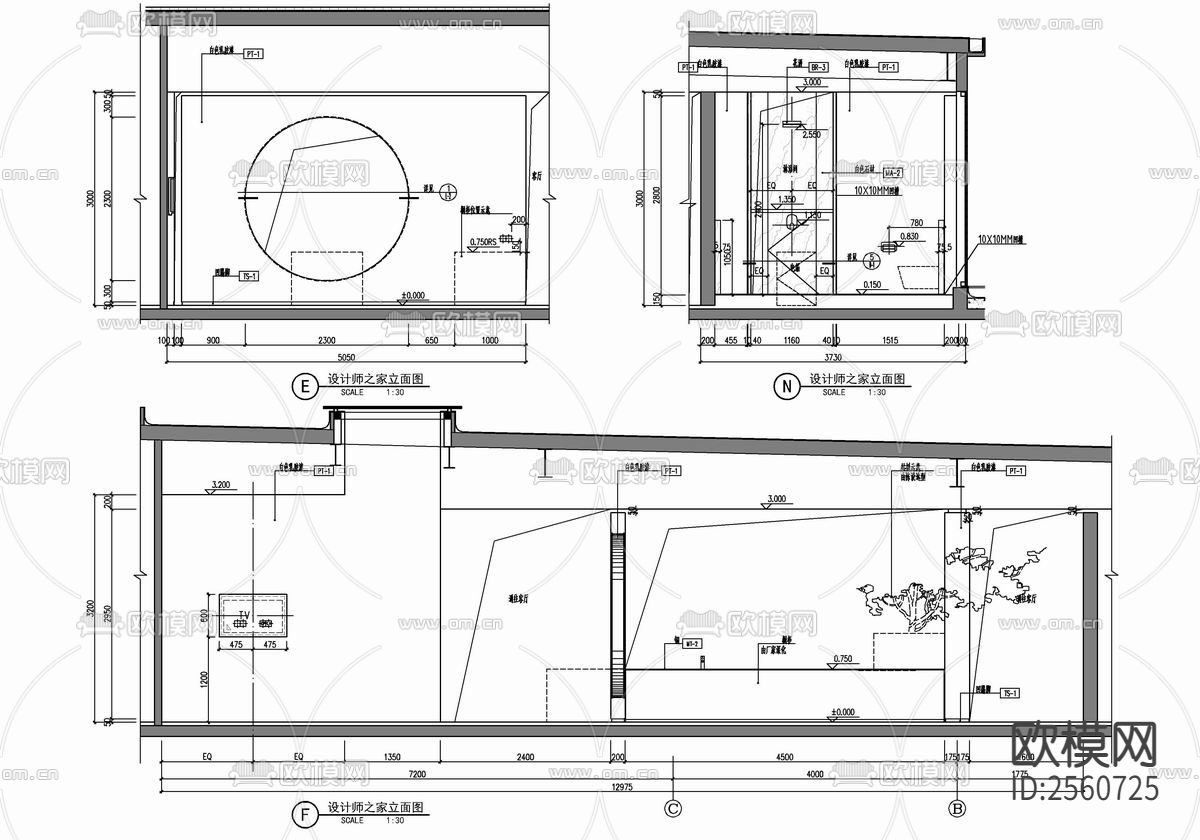 300㎡大平层豪宅样板房CAD施工图下载（渲染图8）