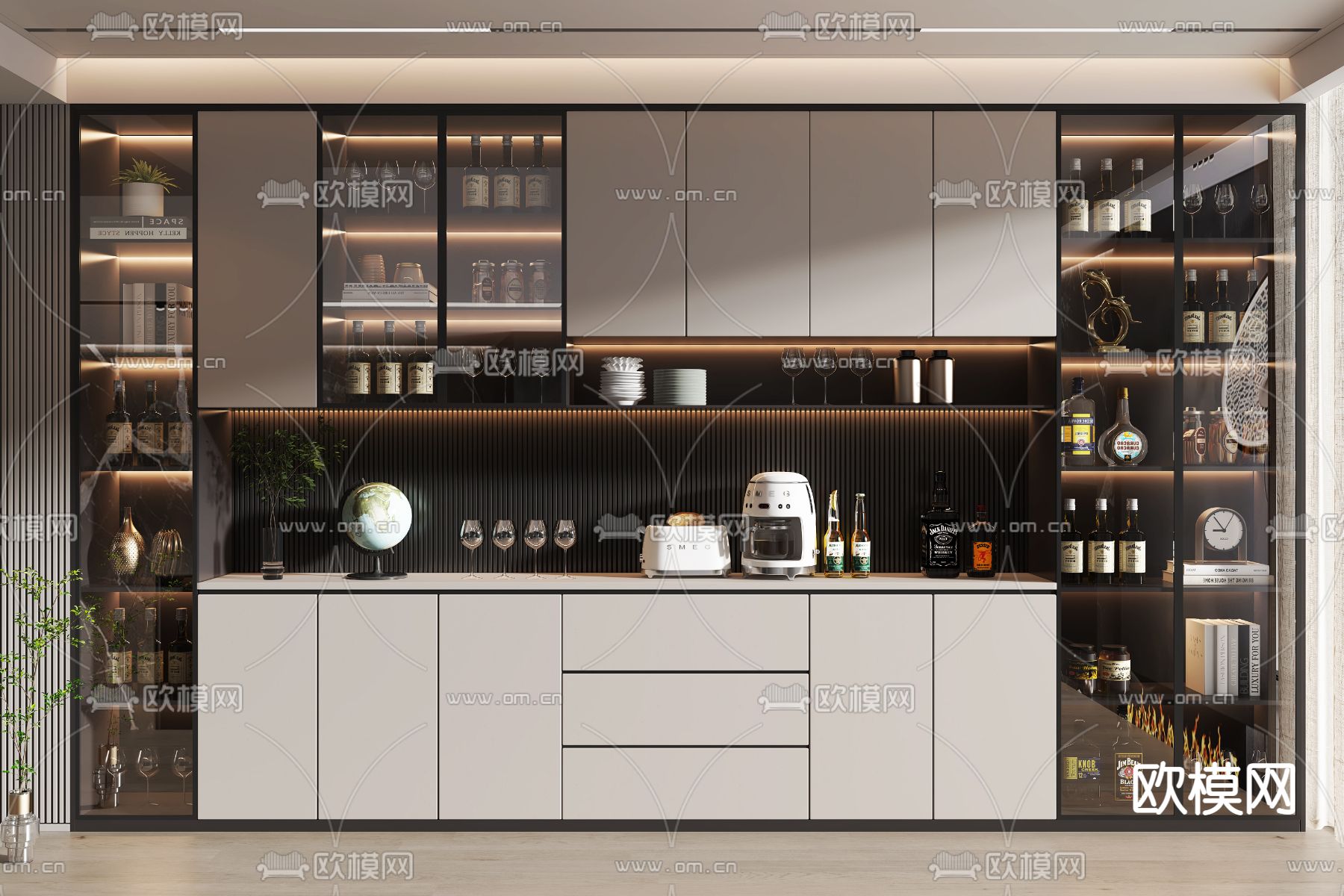 现代酒柜3d模型下载