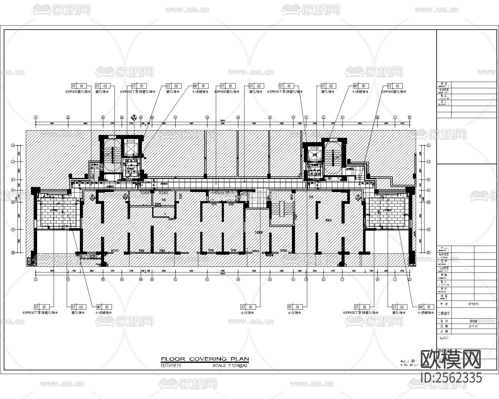 住宅小区平层cad施工图下载（渲染图2）