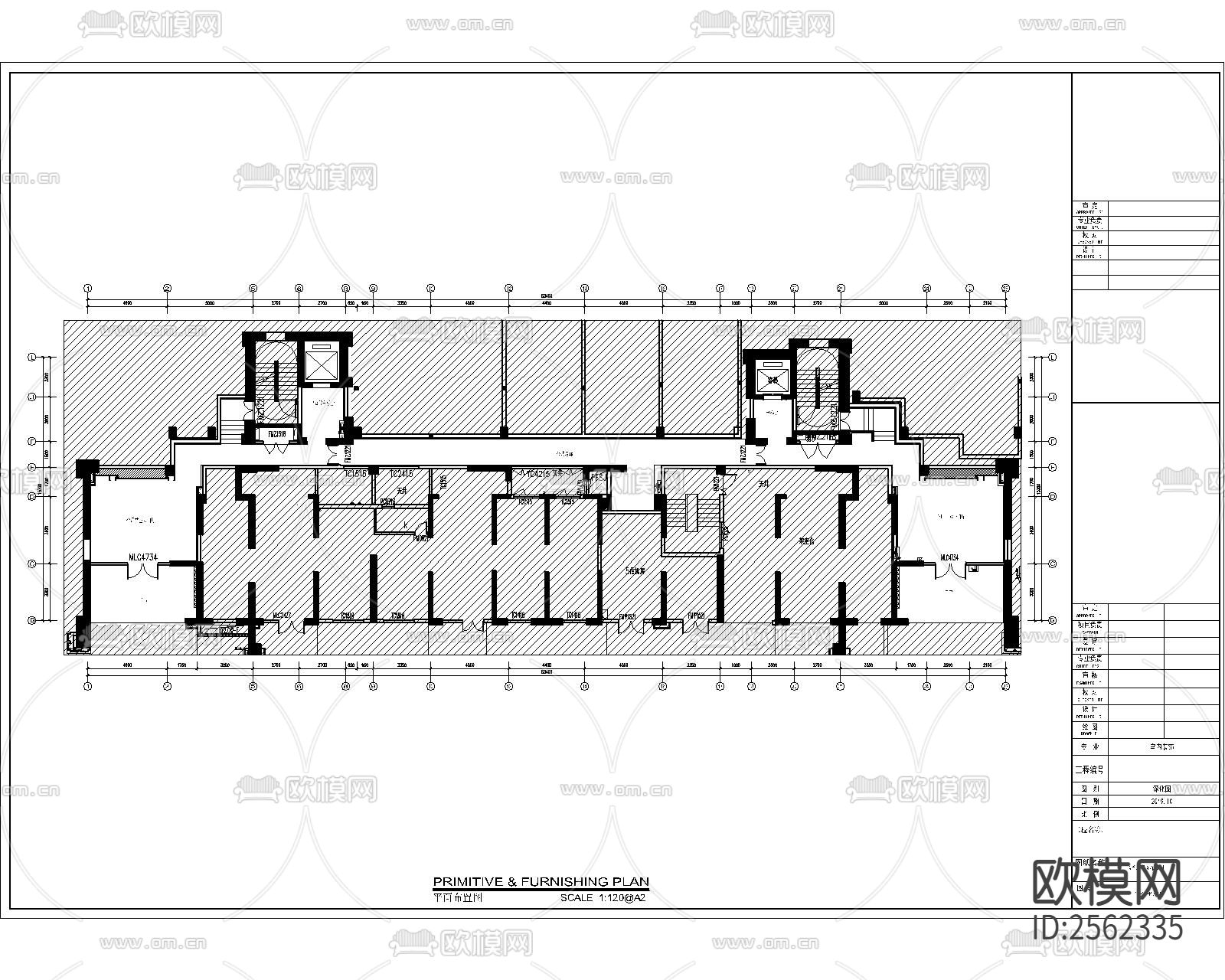 住宅小区平层cad施工图下载（渲染图1）