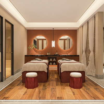  新中式SPA护理房su模型 