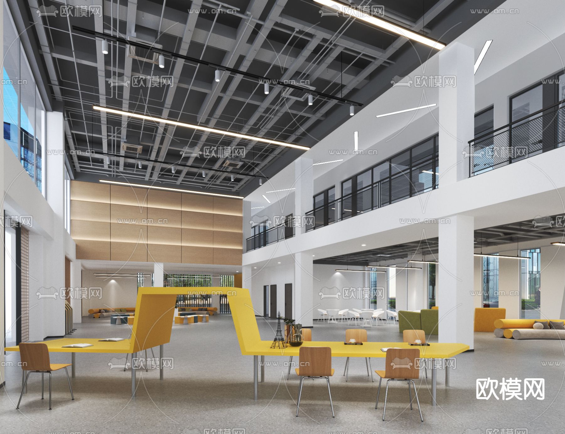 现代服务大厅 办事大厅3d模型下载（渲染图1）