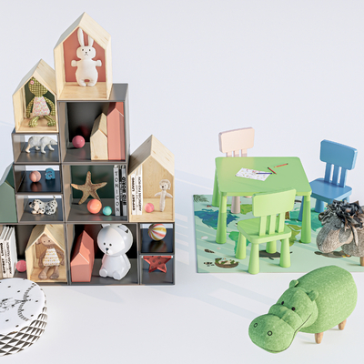  现代儿童书架su模型 