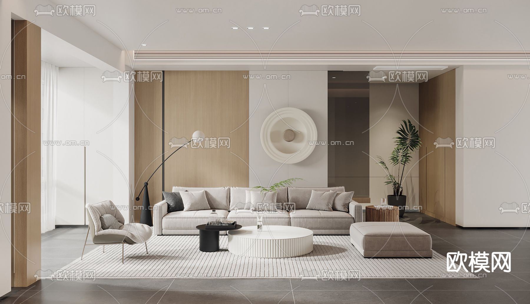 现代客厅3d模型下载（渲染图1）