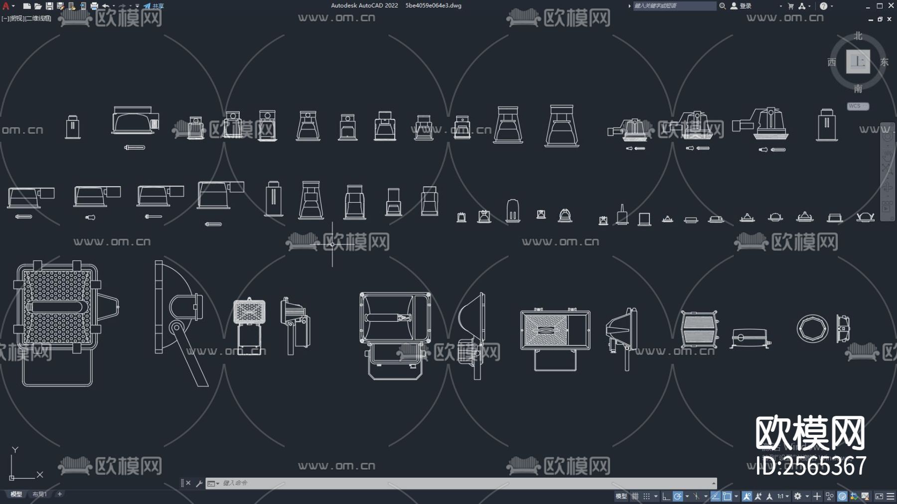 室内灯具模型cad图库下载（渲染图2）