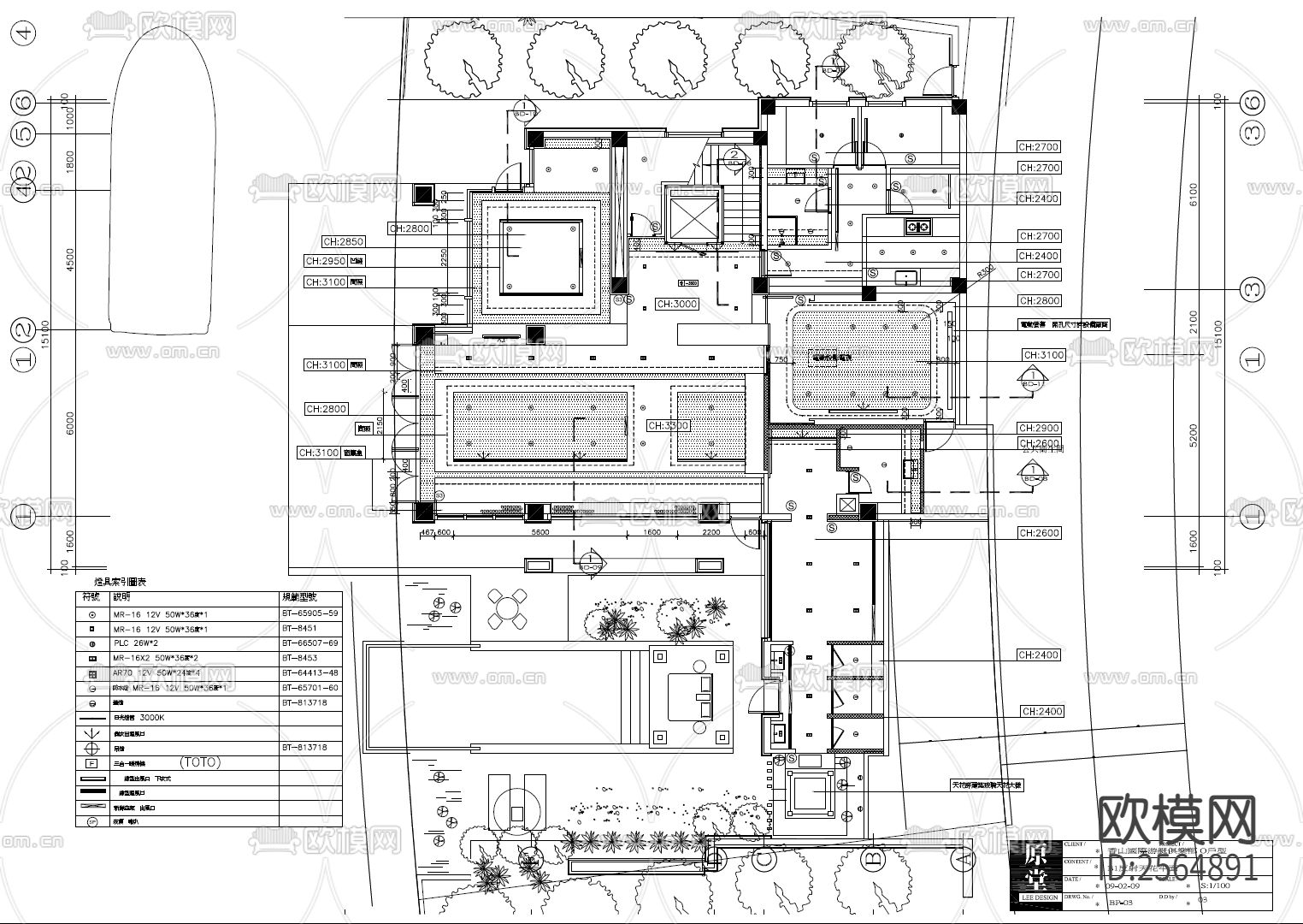 四层别墅CAD施工图下载（渲染图3）