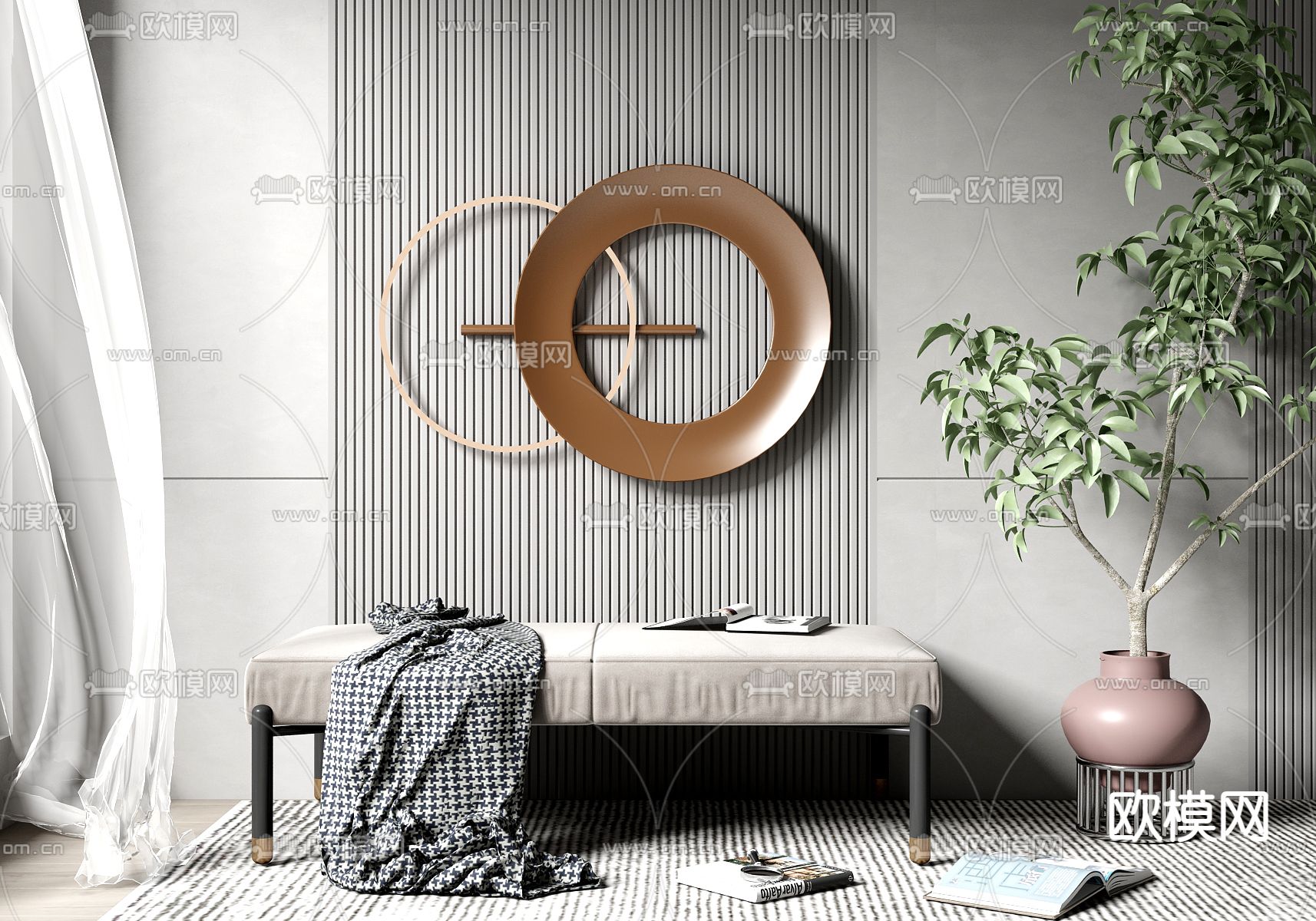 床尾凳su模型下载（渲染图1）