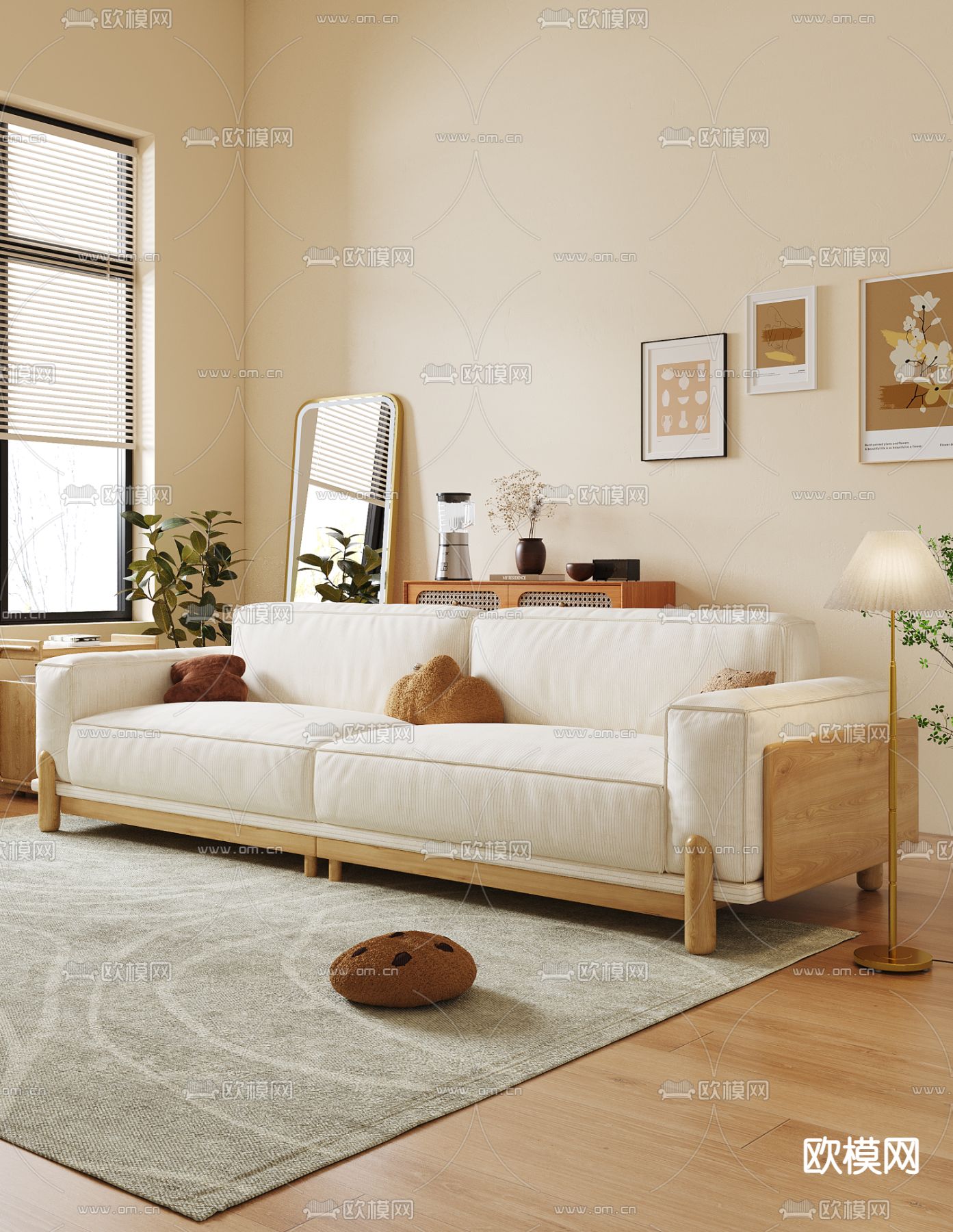 北欧双人沙发3d模型下载