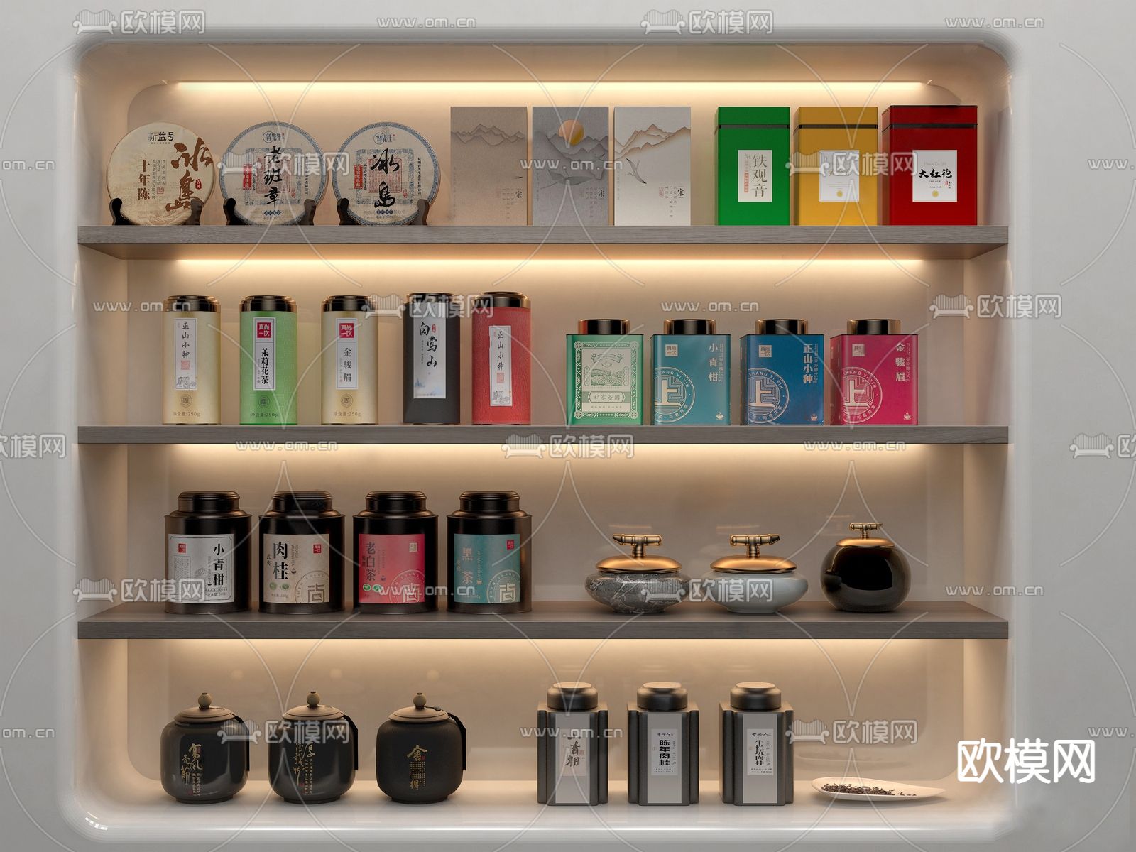 现代茶叶罐 茶饼su模型下载（渲染图1）