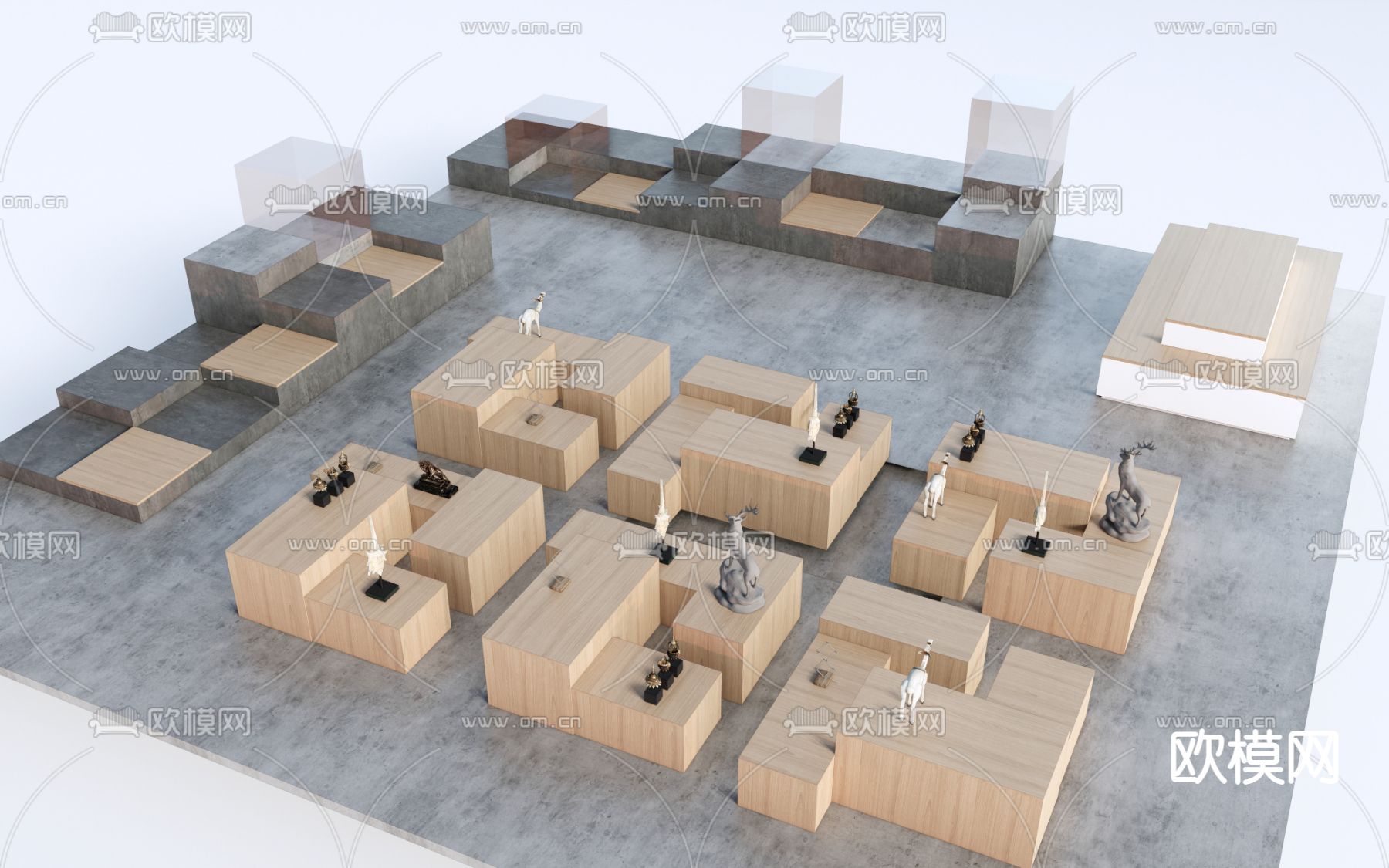 现代展柜 展架su模型下载（渲染图1）