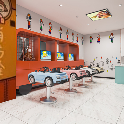  儿童理发店su模型 