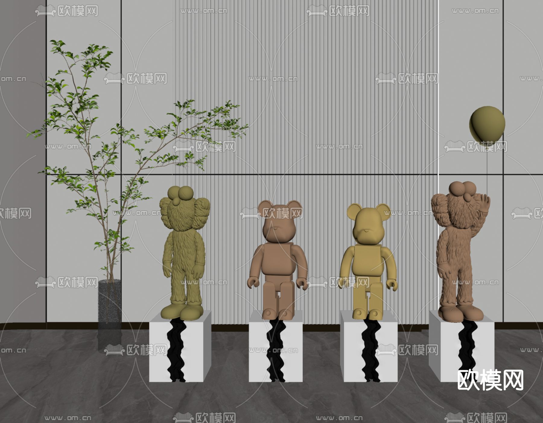 暴力熊 潮玩 雕塑su模型下载（渲染图2）