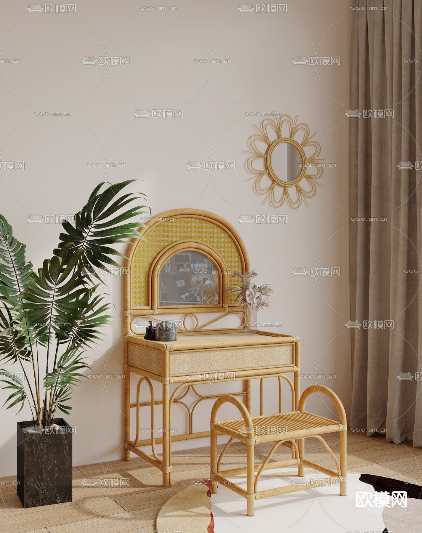 侘寂梳妆台3d模型下载