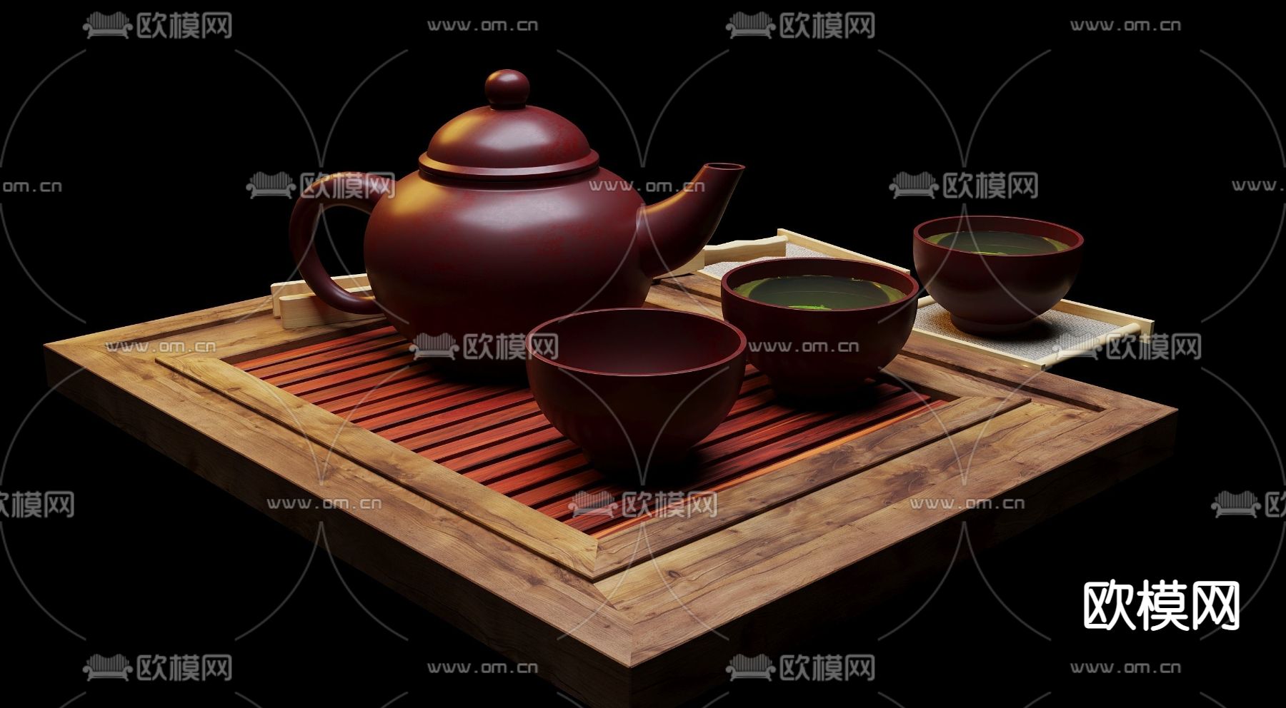 新中式茶具3d模型下载（渲染图4）