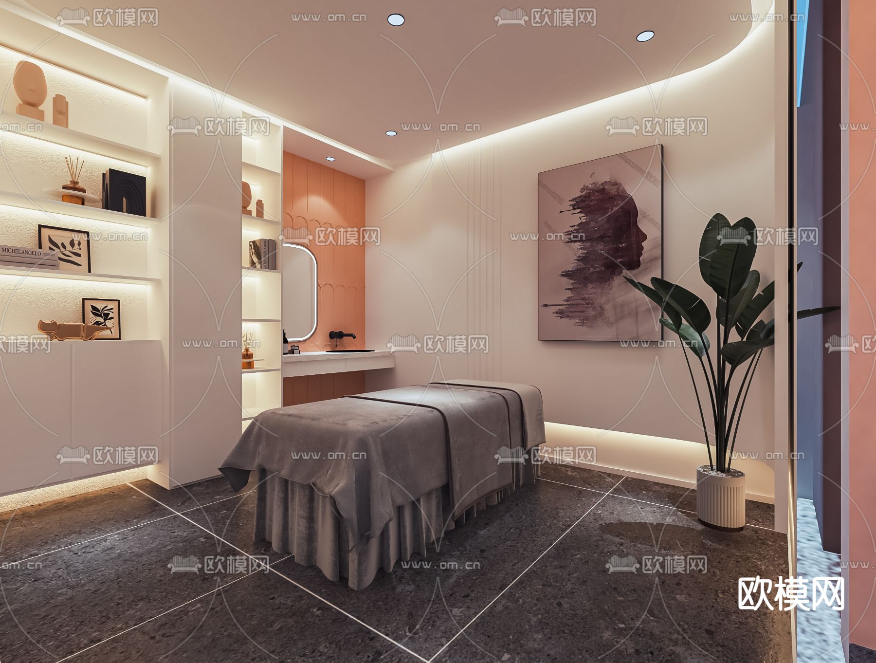 现代SPA护理房su模型下载_ID14017424_sketchup模型下载-欧模网
