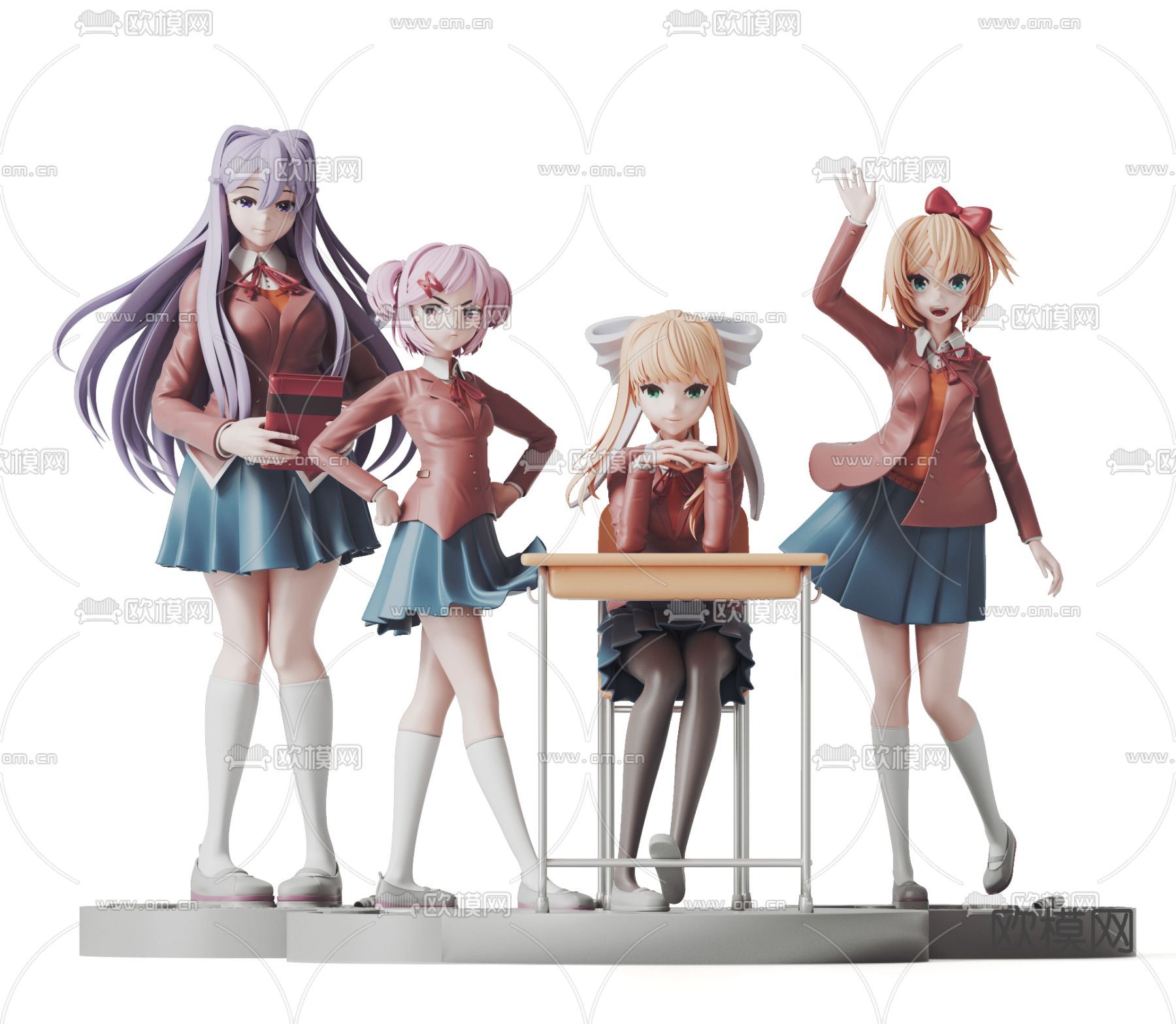 人物手办 学生玩偶 潮玩3d模型下载