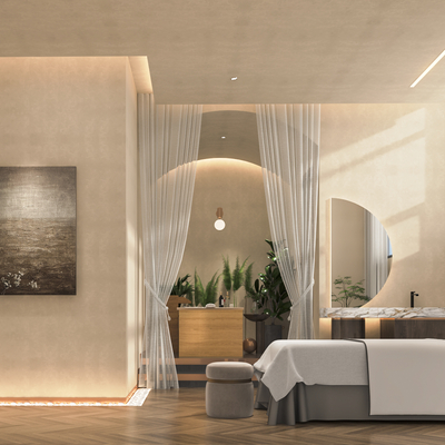  侘寂风SPA护理房su模型 