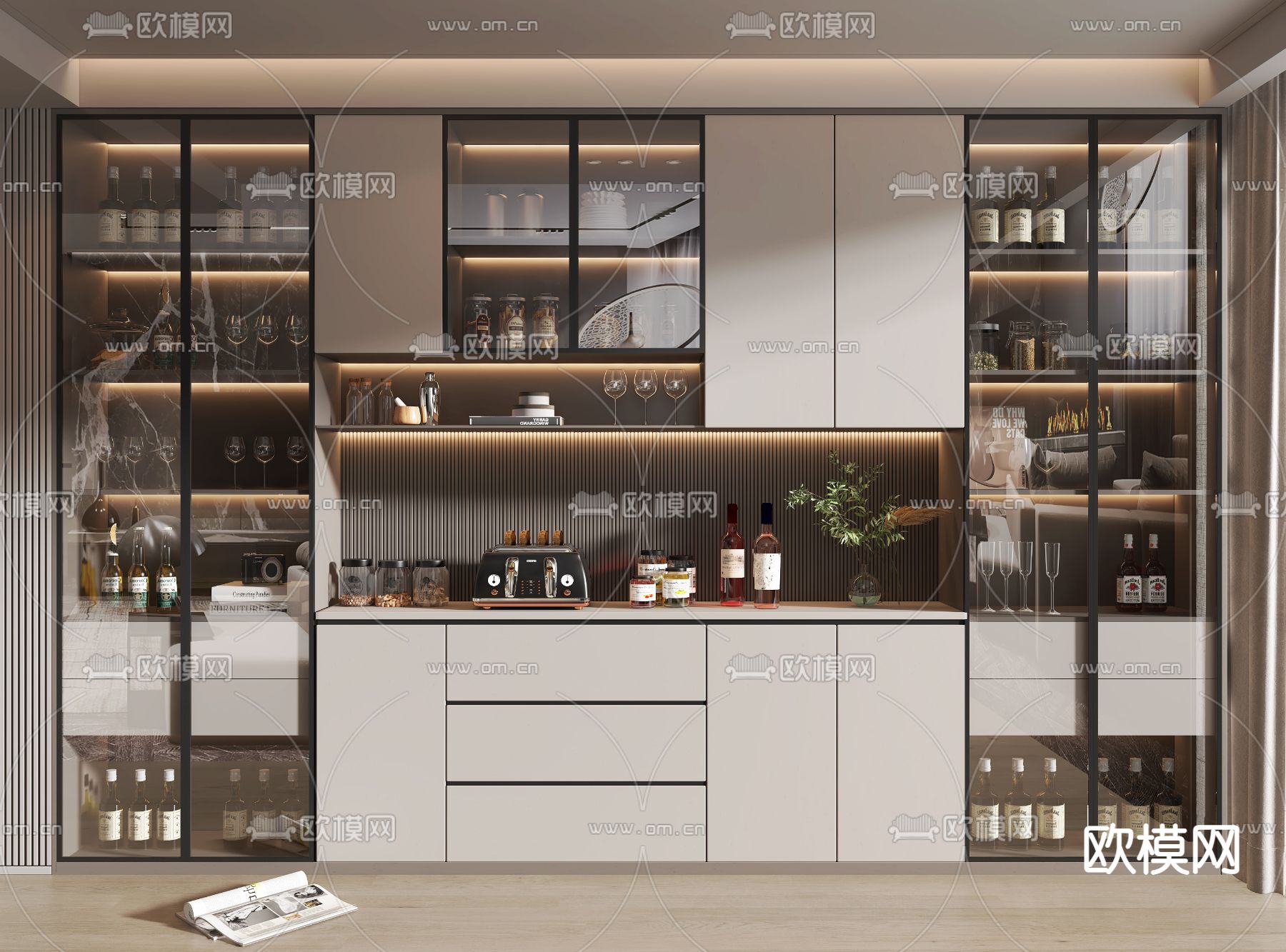 现代酒柜3d模型下载