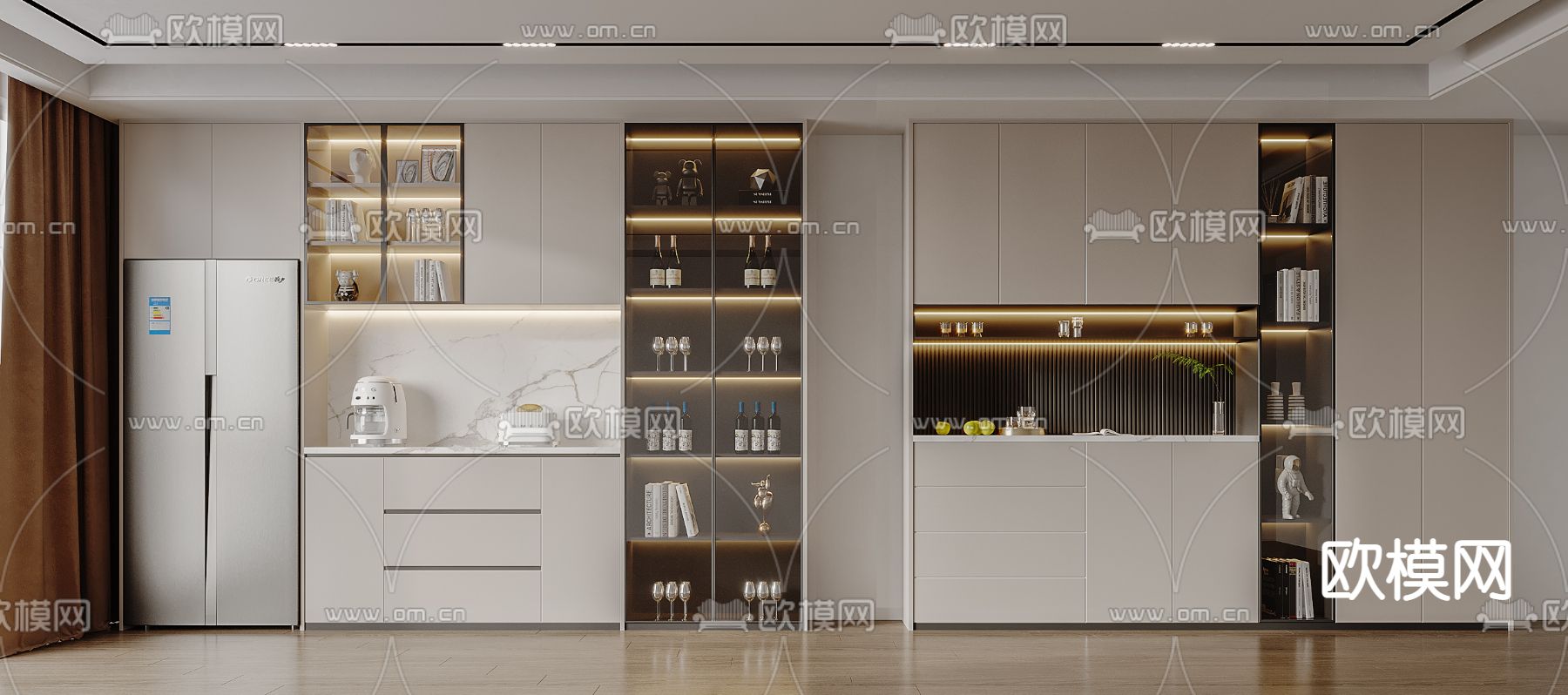 现代酒柜3d模型下载