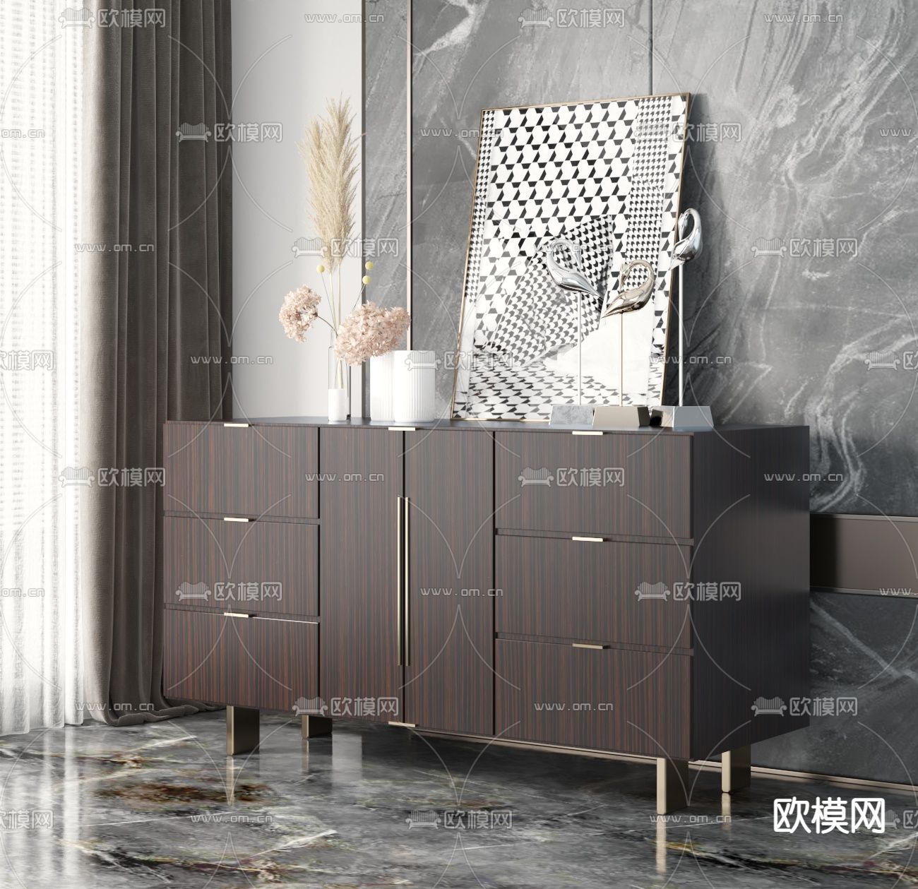 现代玄关柜 边柜 端景柜3d模型下载