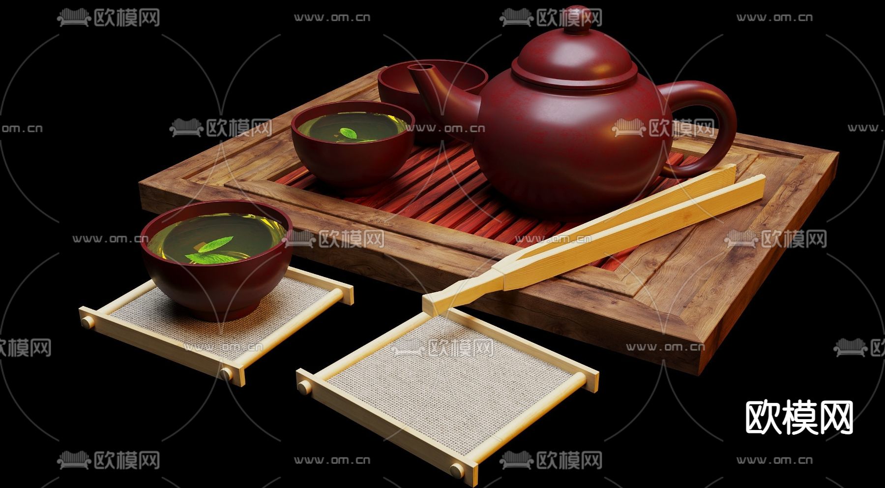 新中式茶具3d模型下载（渲染图3）