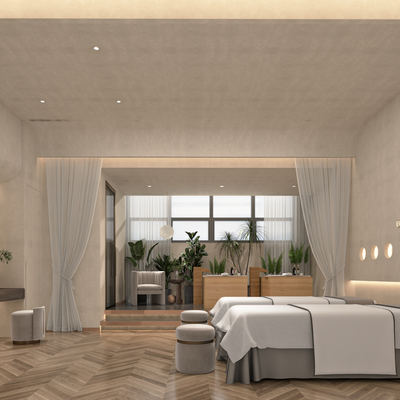  侘寂风SPA护理房su模型 