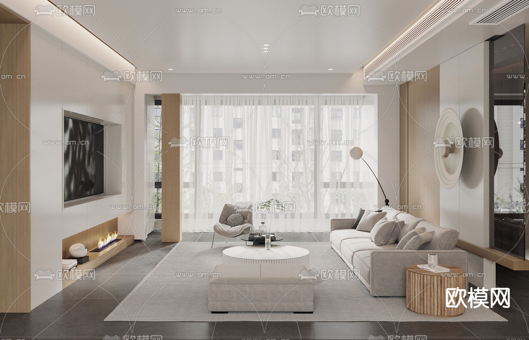 现代客厅3d模型下载（渲染图2）