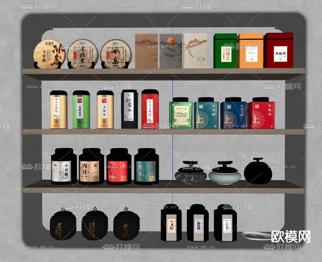 现代茶叶罐 茶饼su模型下载（渲染图2）