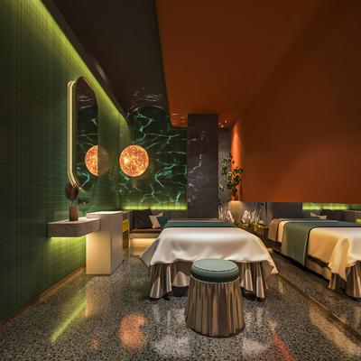  新中式SPA护理房su模型 