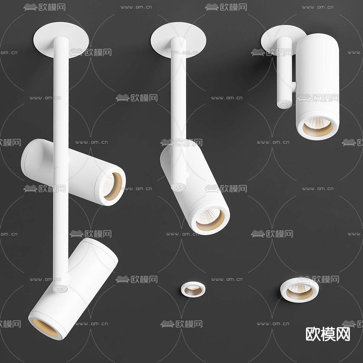 筒灯射灯3d模型下载（渲染图2）