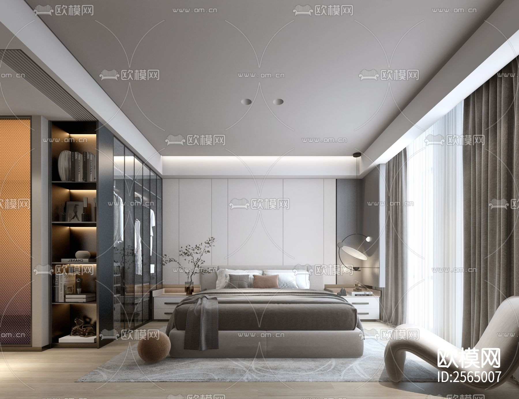 现代豪宅大平层CAD施工图下载（渲染图5）