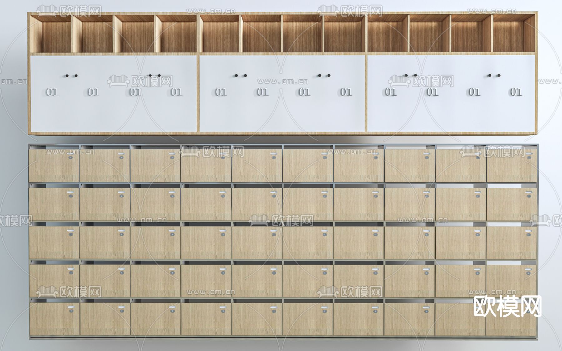 现代公共储物柜su模型下载（渲染图1）