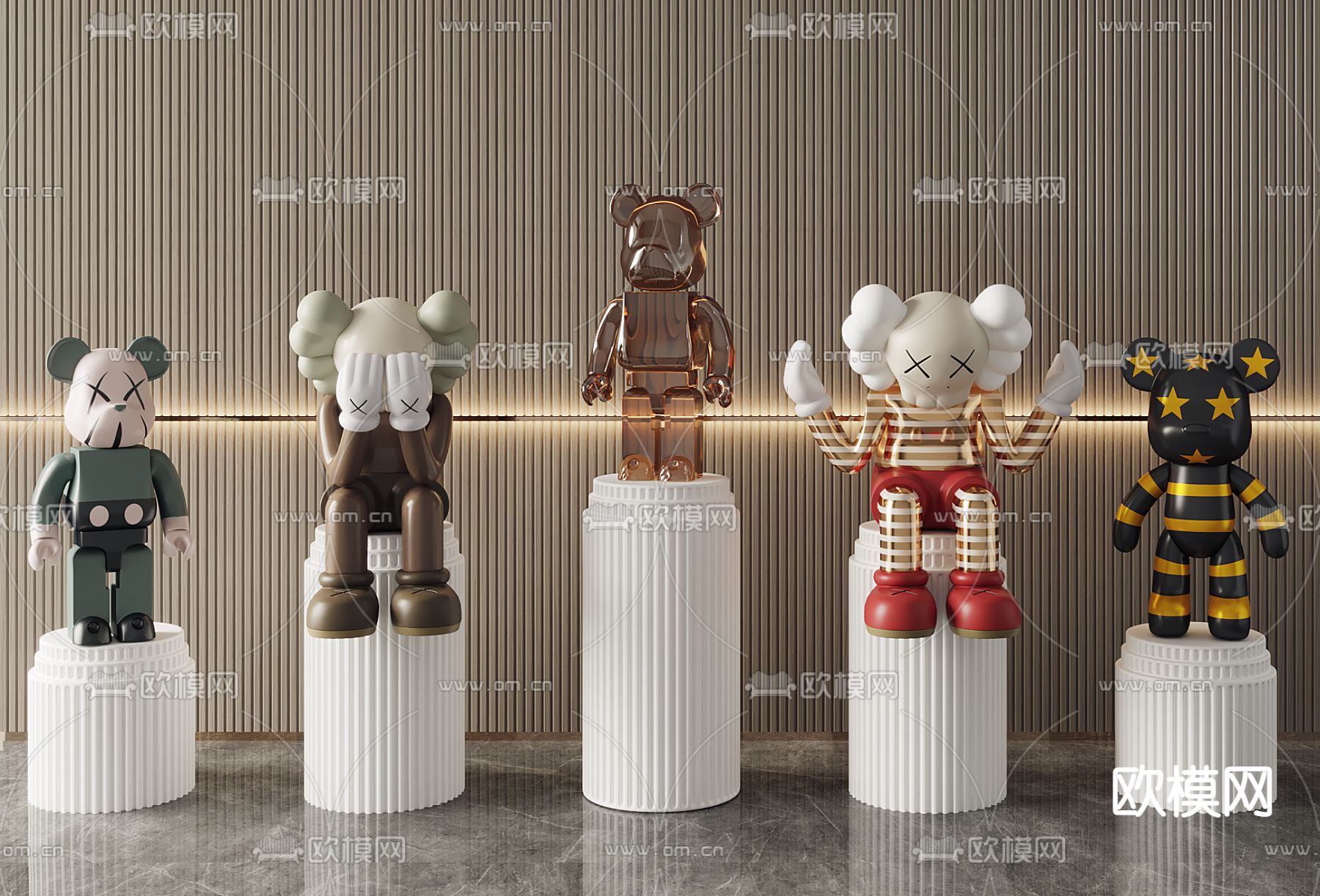 潮玩KWAS 雕塑摆件su模型下载（渲染图1）