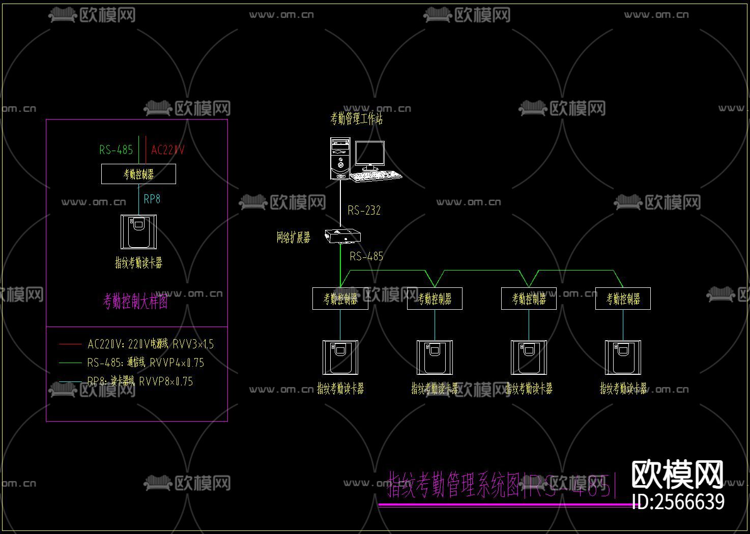 智能一卡通系统CAD施工图下载（渲染图6）