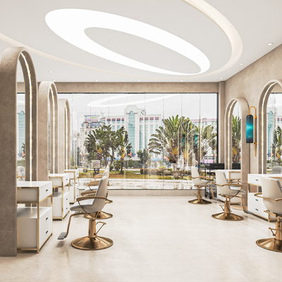  轻奢理发店su模型 