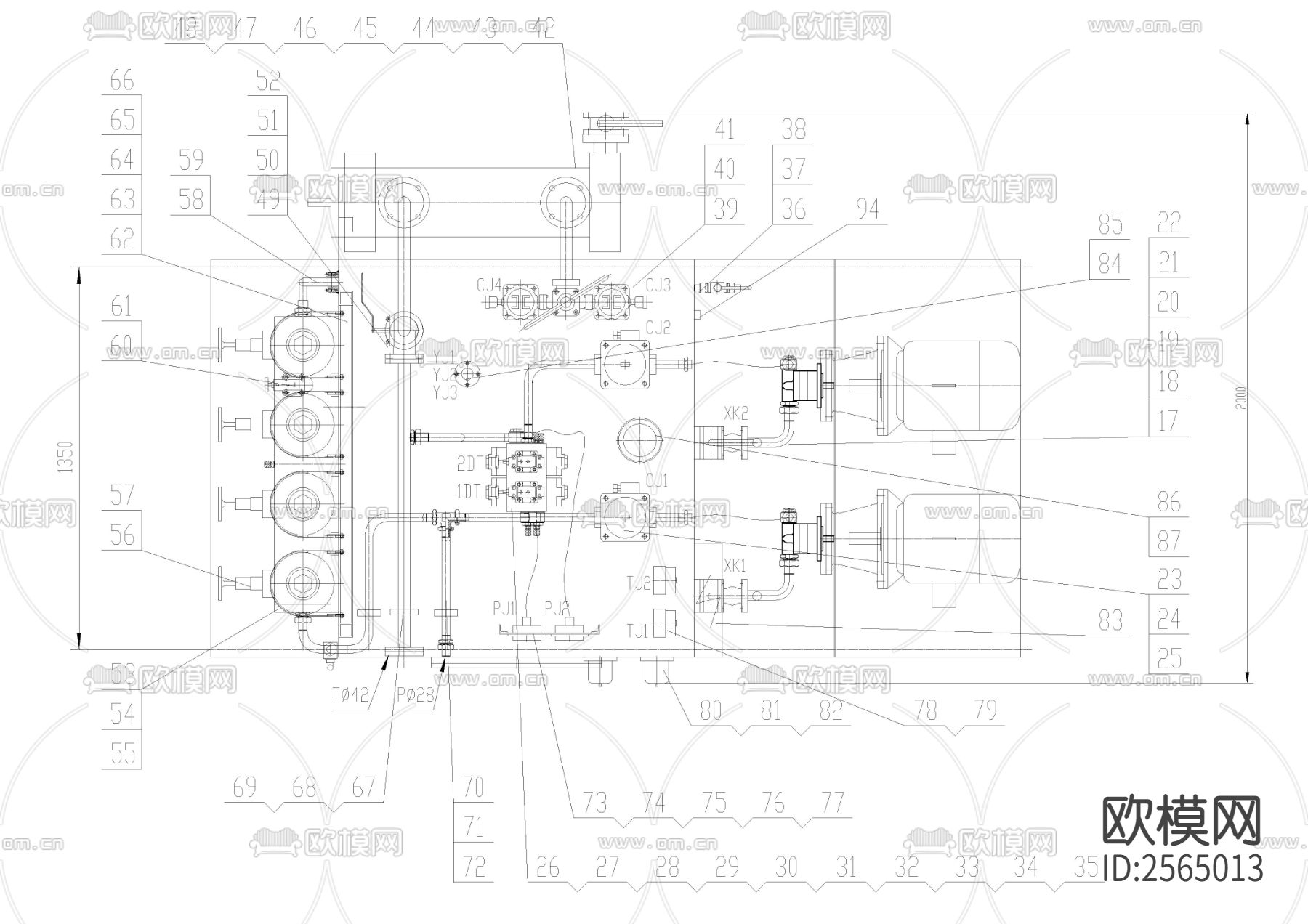 高炉液压系统装配CAD施工图下载（渲染图3）