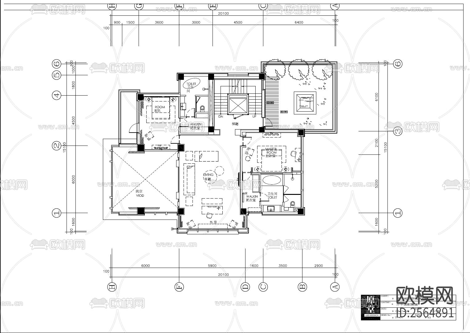 四层别墅CAD施工图下载（渲染图2）