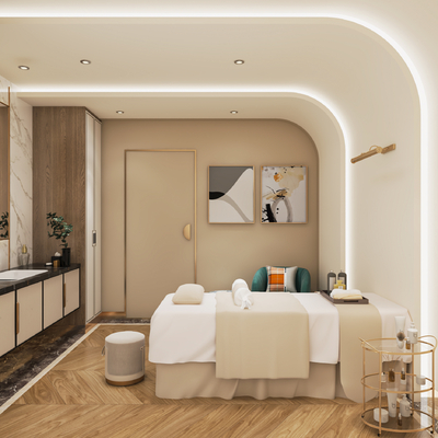  新中式SPA护理房su模型 