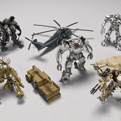  现代卡通机器人 变形金刚su模型 