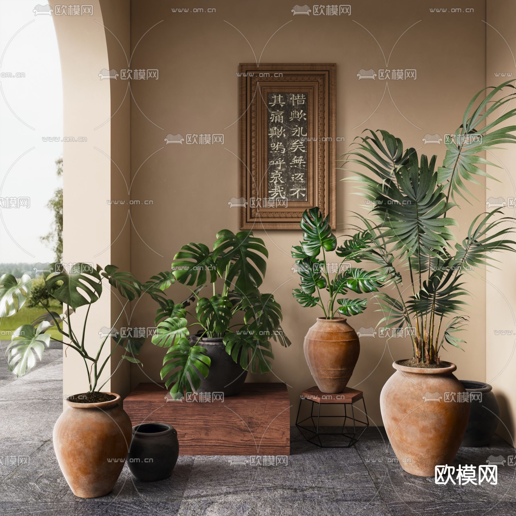 侘寂风绿植盆栽 盆景su模型下载_ID14014782_sketchup模型下载-欧模网