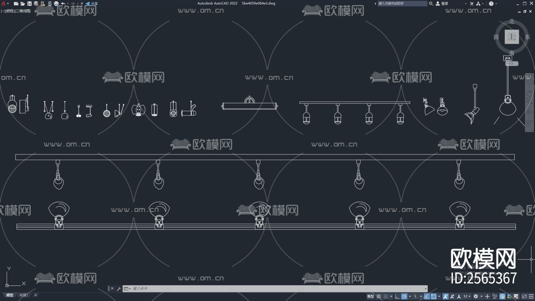 室内灯具模型cad图库下载（渲染图3）