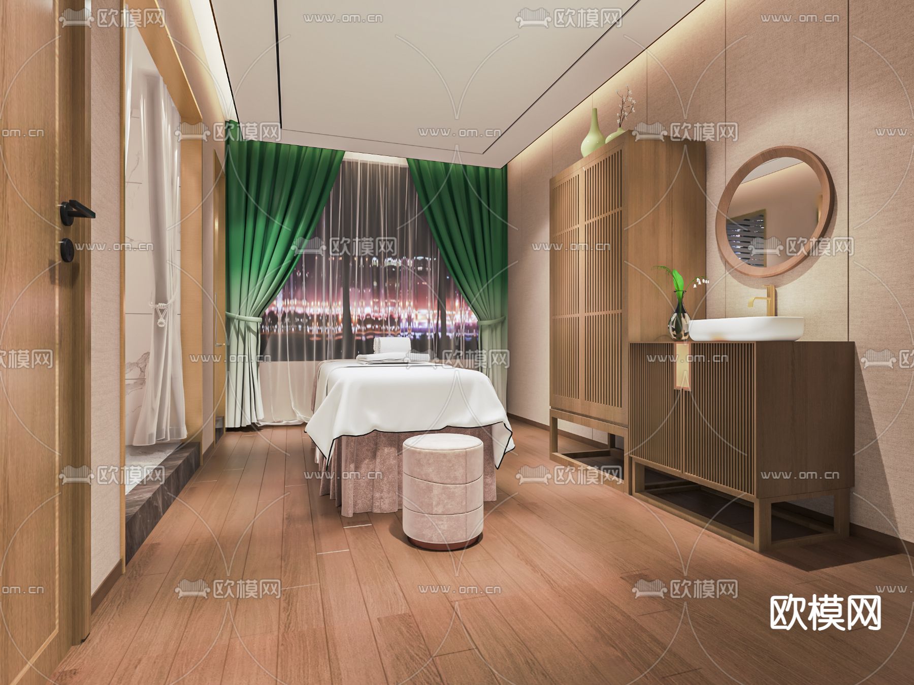 新中式SPA护理房su模型下载