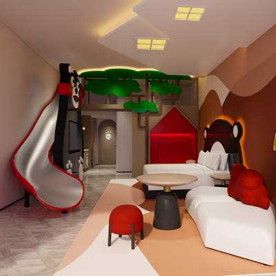  现代酒店客房su模型 