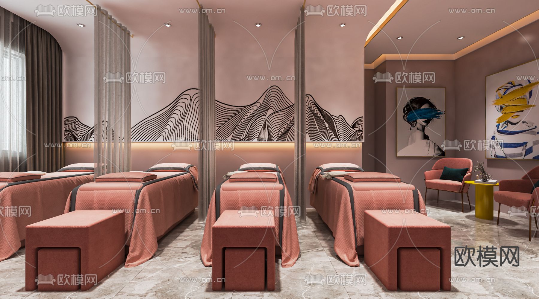 现代SPA护理房su模型下载