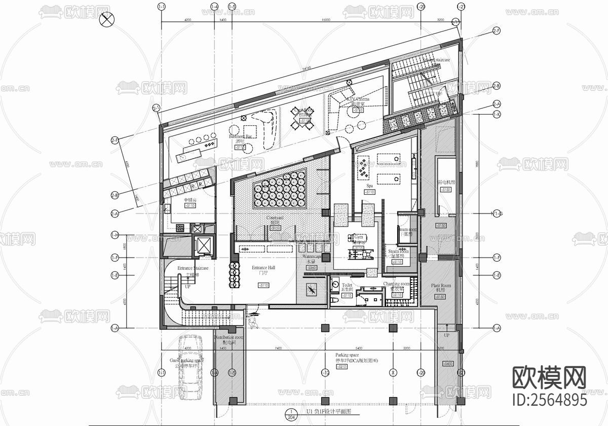 四层合院别墅室内CAD施工图下载（渲染图2）