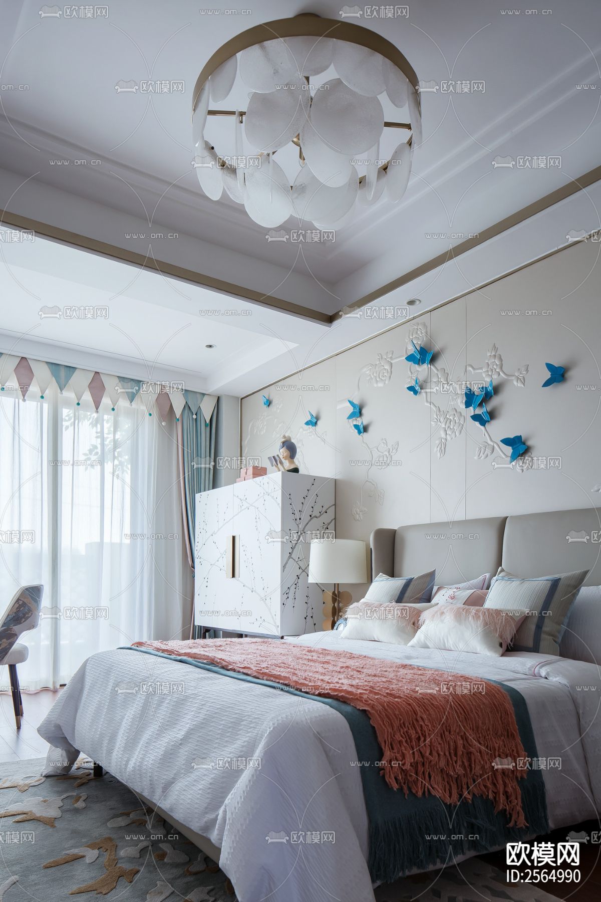 新中式豪宅大平层CAD施工图下载（渲染图6）