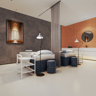  新中式SPA护理房su模型 