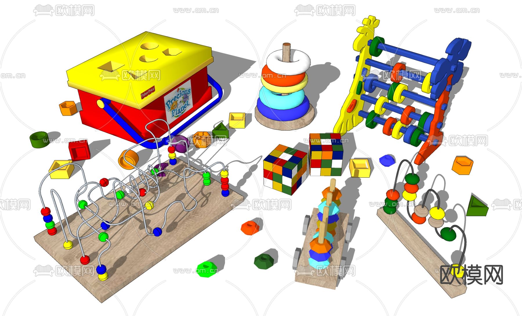积木 魔方 益智玩具su模型下载（渲染图2）