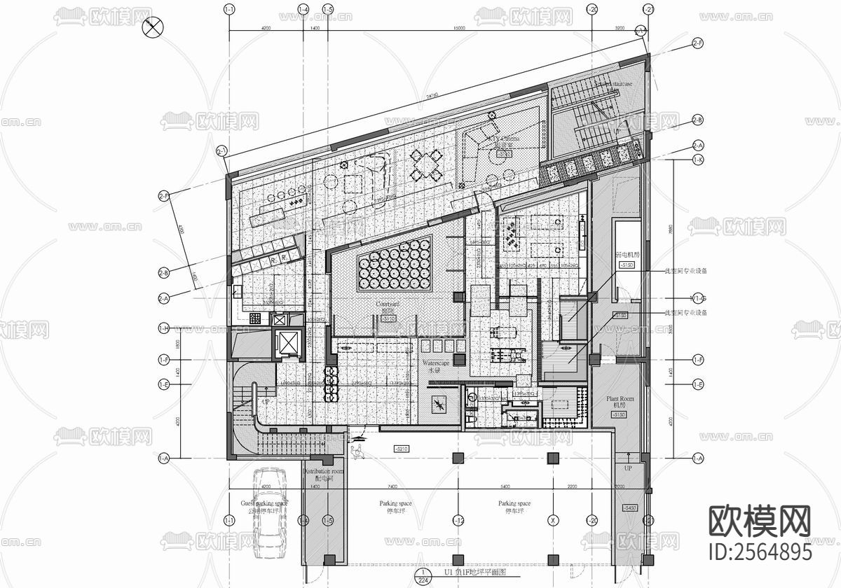 四层合院别墅室内CAD施工图下载（渲染图5）